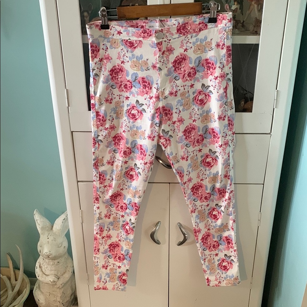 ASOS Denim sz 32/28 Floral Print pants euc